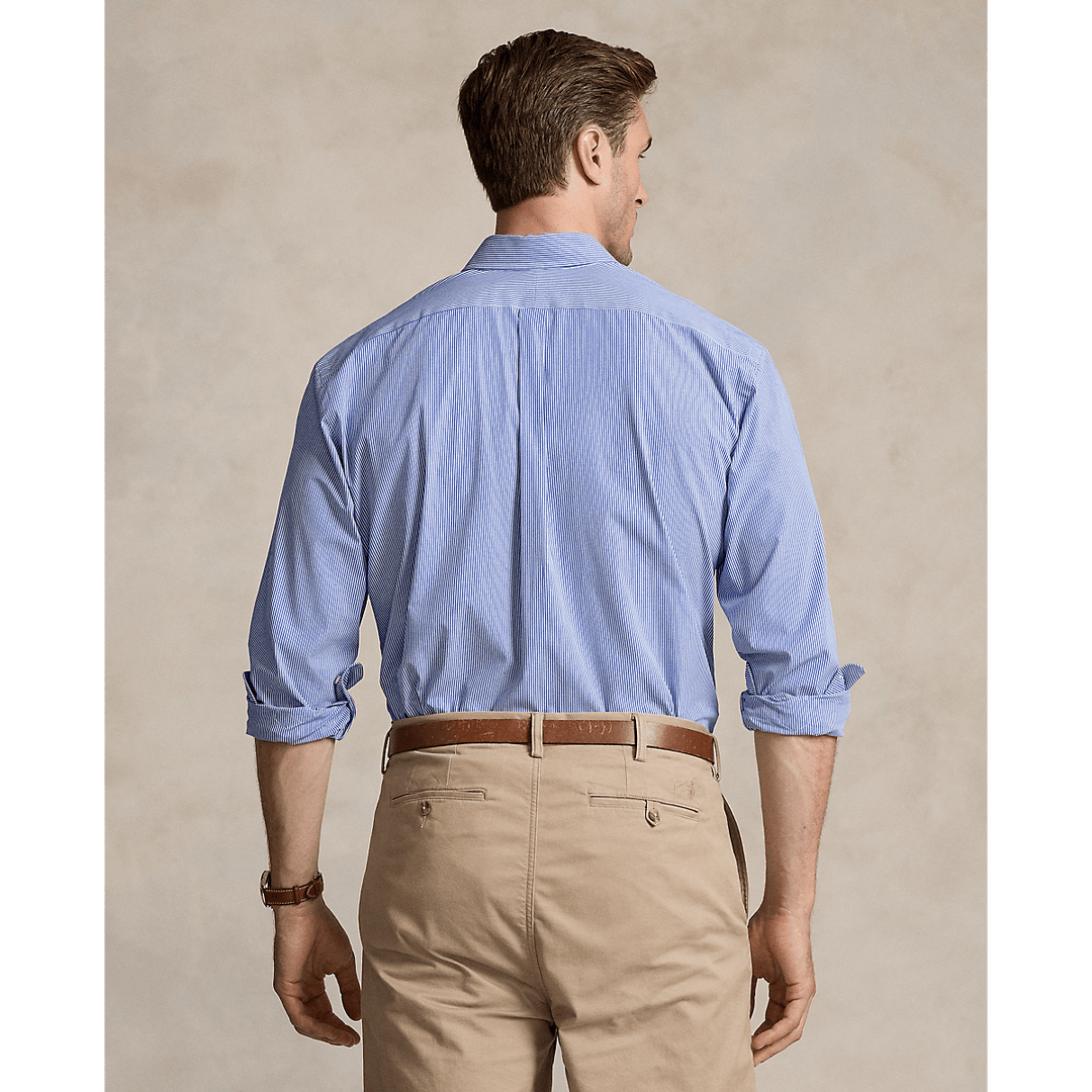 POLO RALPH LAUREN - Chemise rayée en popeline stretch Bleu - Lothaire