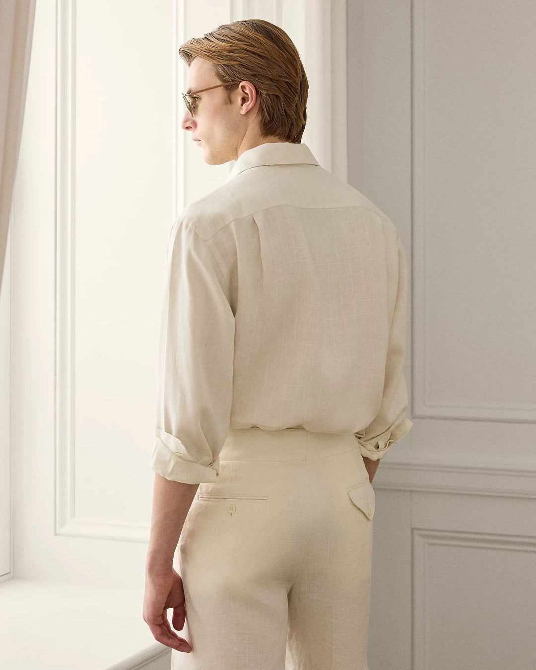 POLO RALPH LAUREN - Chemise Relaxed Fit lin carreaux - fenêtre Crème classqiue - Lothaire
