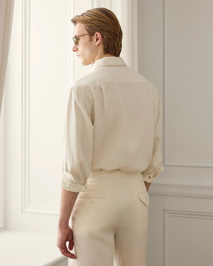 POLO RALPH LAUREN - Chemise Relaxed Fit lin carreaux - fenêtre Crème classqiue - Lothaire