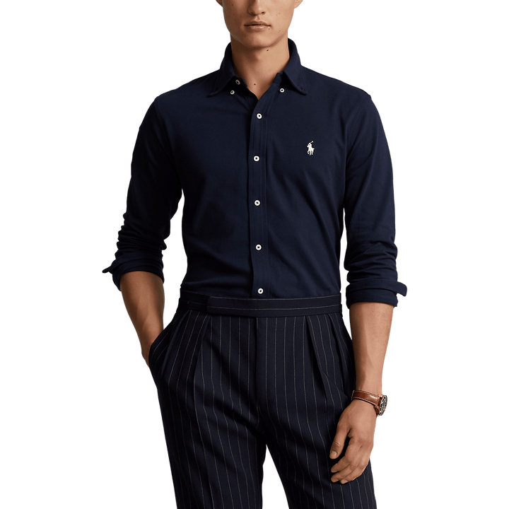 POLO RALPH LAUREN - Chemise ultra - légère en coton piqué Bleu marine - Lothaire
