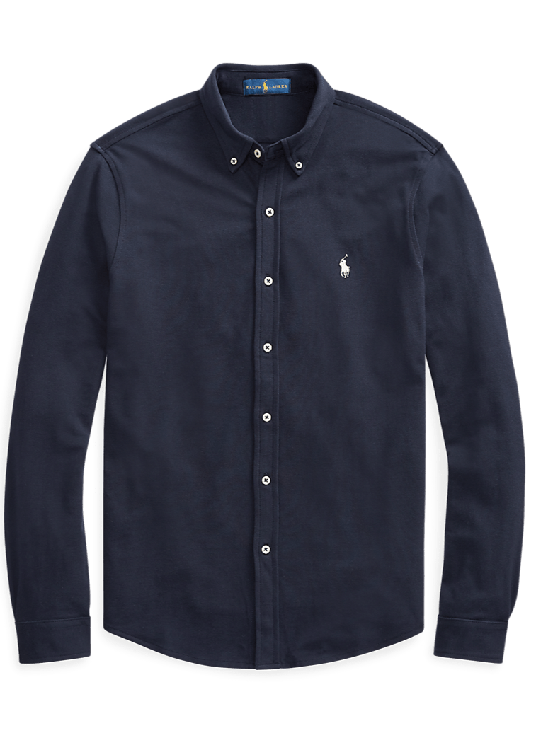 POLO RALPH LAUREN - Chemise ultra - légère en coton piqué Bleu marine - Lothaire