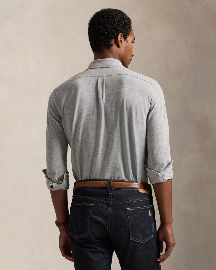 POLO RALPH LAUREN - Chemise ultra-légère en coton piqué Gris clair chiné - Lothaire