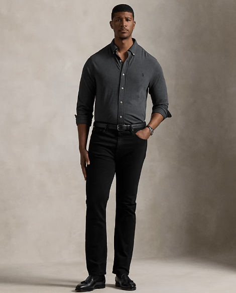 POLO RALPH LAUREN - Chemise Ultra - Légère en Coton Piqué Grise - Lothaire