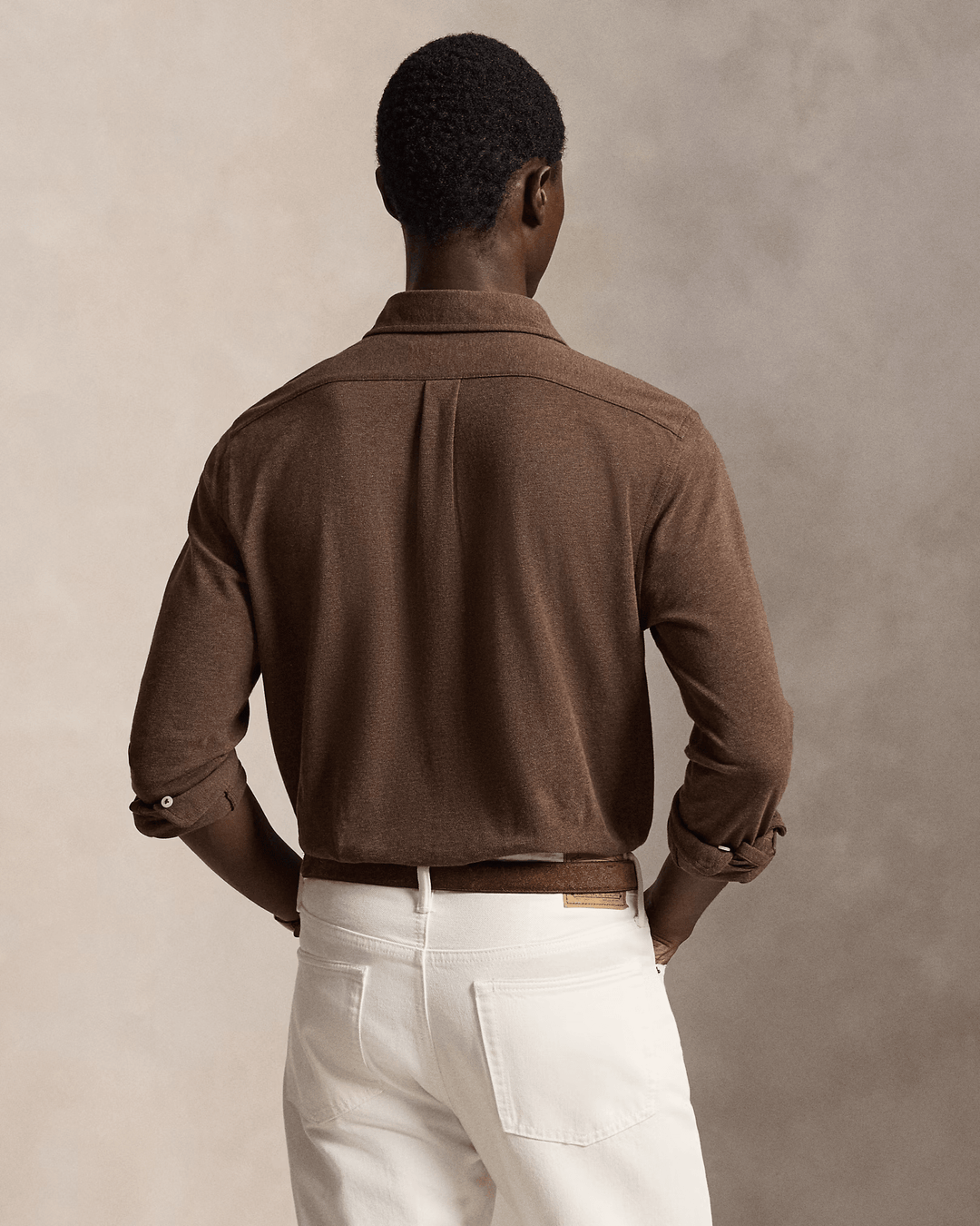 POLO RALPH LAUREN - Chemise ultra légère en coton piqué Marron taupe - Lothaire