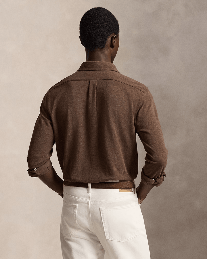 POLO RALPH LAUREN - Chemise ultra légère en coton piqué Marron taupe - Lothaire
