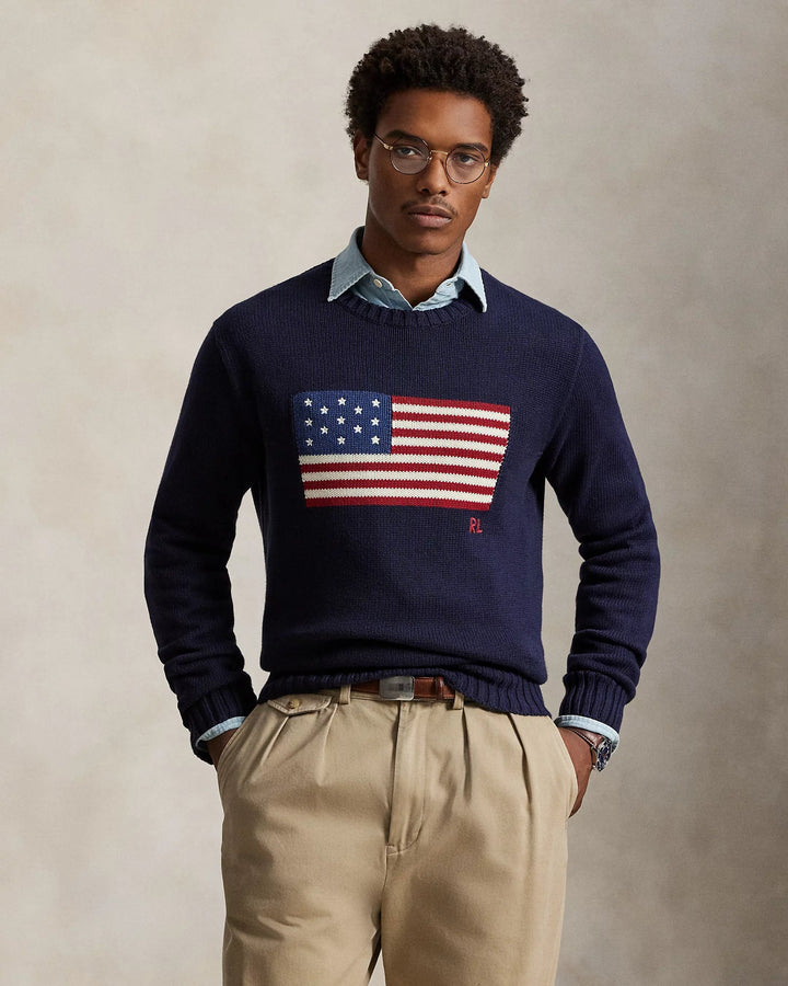 POLO RALPH LAUREN - Le pull à drapeau emblématique Bleu marine - Lothaire
