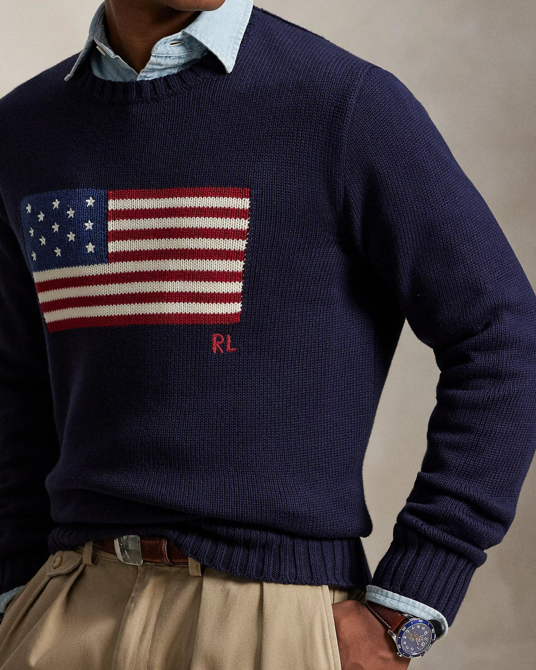 POLO RALPH LAUREN - Le pull à drapeau emblématique Bleu marine - Lothaire