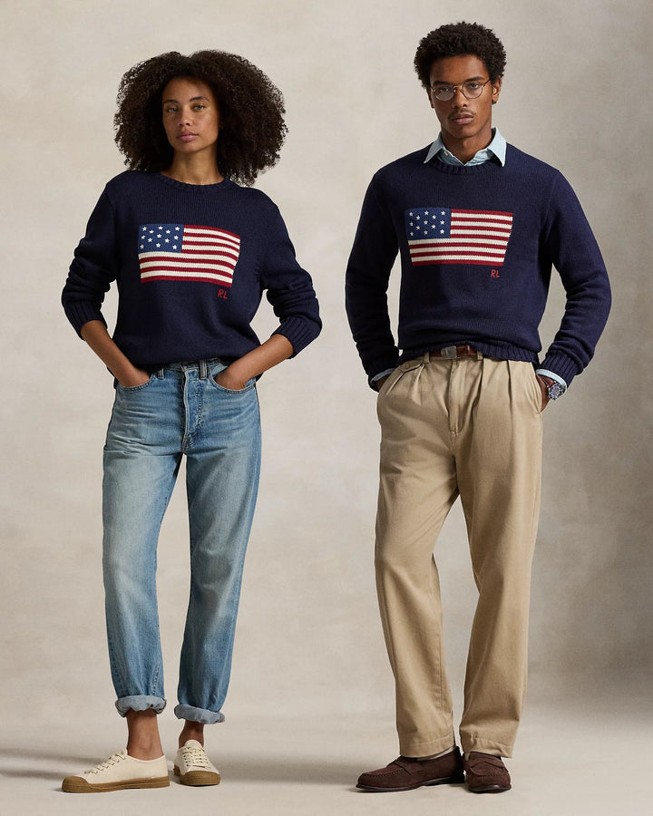 POLO RALPH LAUREN - Le pull à drapeau emblématique Bleu marine - Lothaire