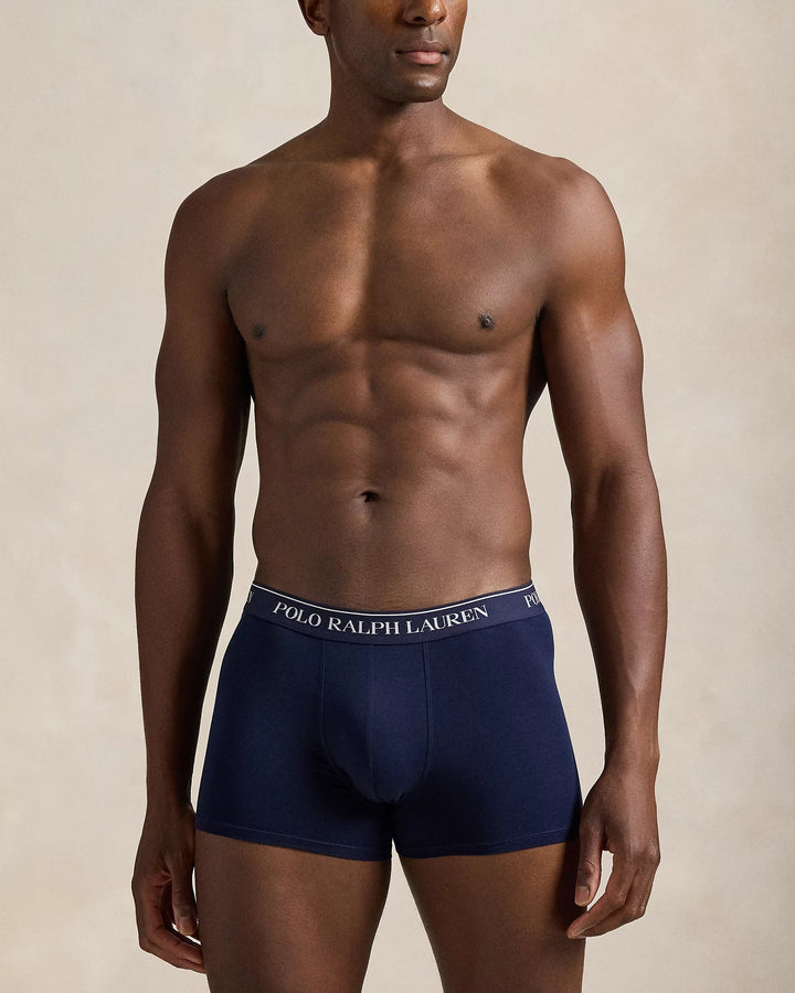 POLO RALPH LAUREN - Lot de 3 slips - boxers en coton stretch Marine/Bleu roi/Bleu clair - Lothaire