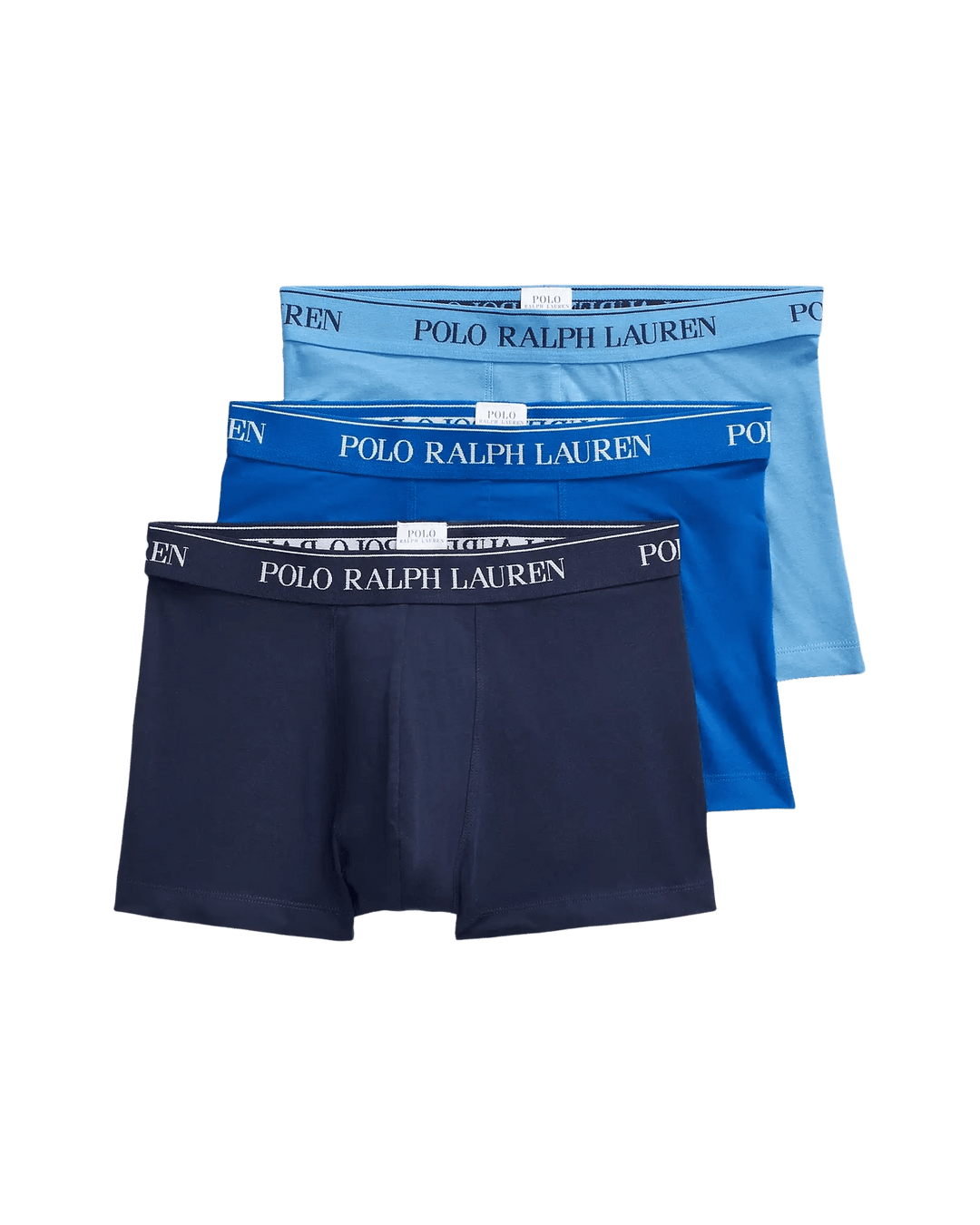 POLO RALPH LAUREN - Lot de 3 slips - boxers en coton stretch Marine/Bleu roi/Bleu clair - Lothaire