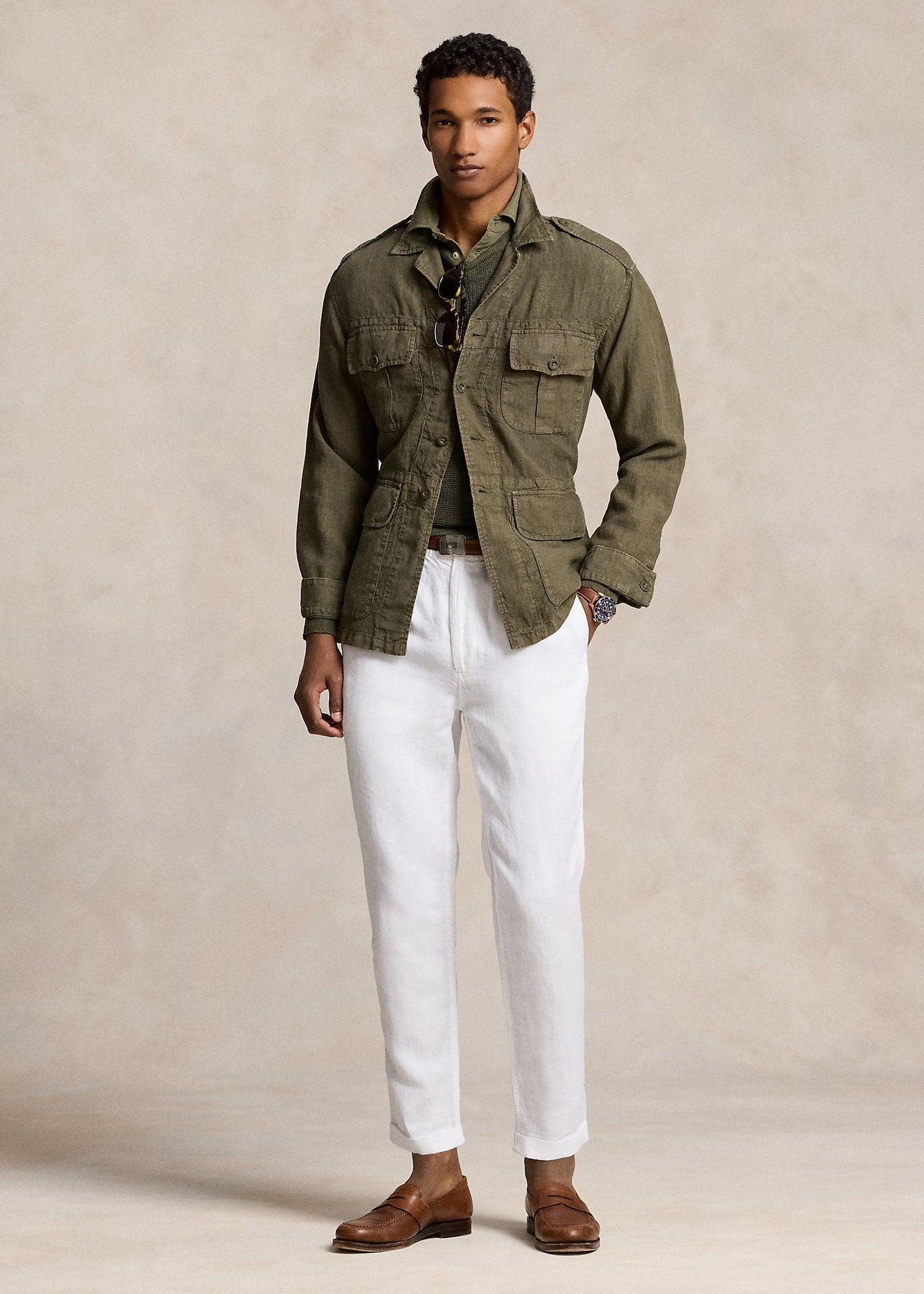 Polo Ralph Lauren - Pantalon blanc slim fuselé Polo Prepster lin - Lothaire