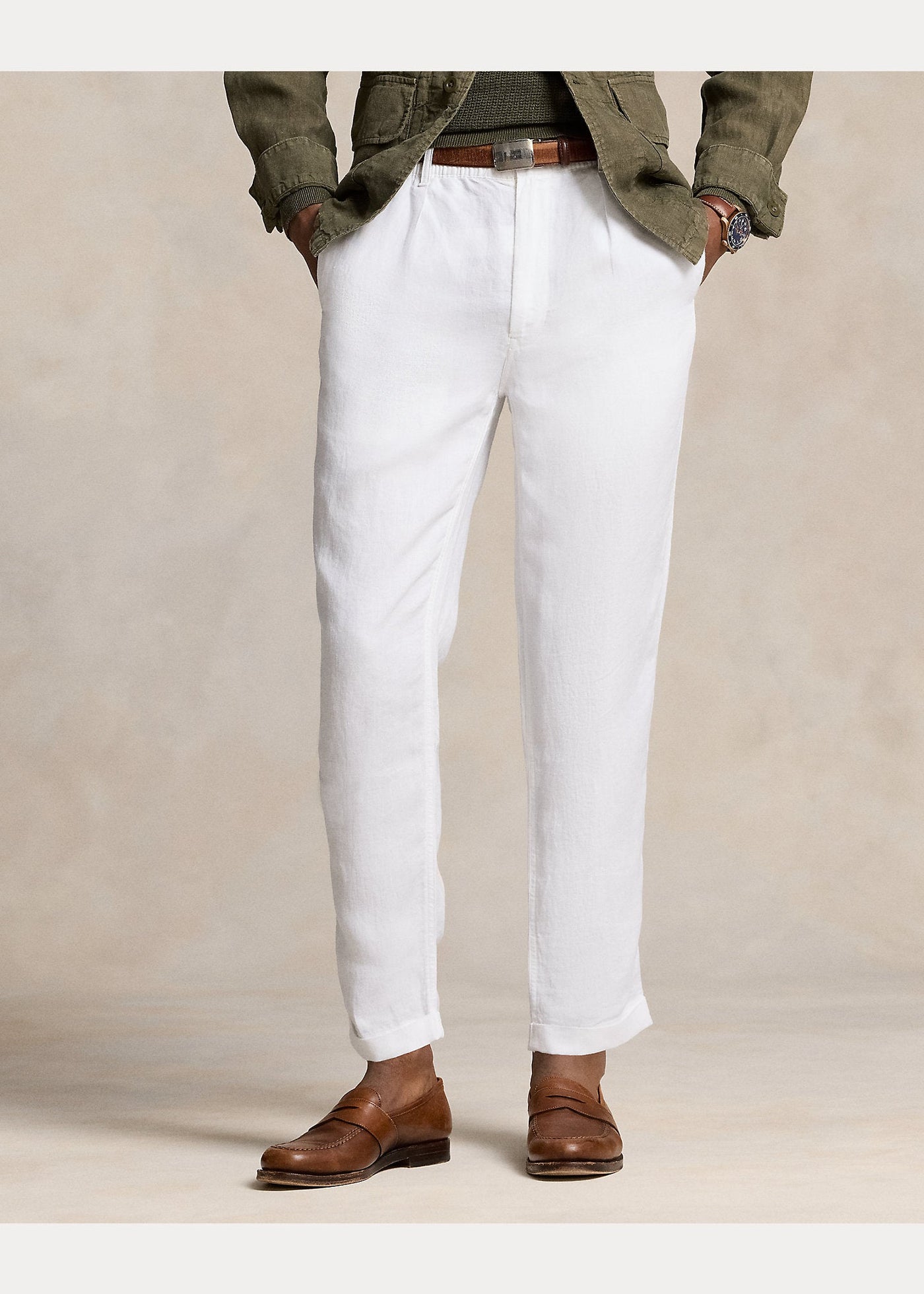 Polo Ralph Lauren - Pantalon blanc slim fuselé Polo Prepster lin - Lothaire