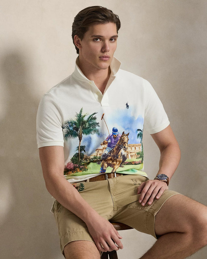 POLO RALPH LAUREN - Polo classique à motif en piqué Blanc Nevis - Lothaire