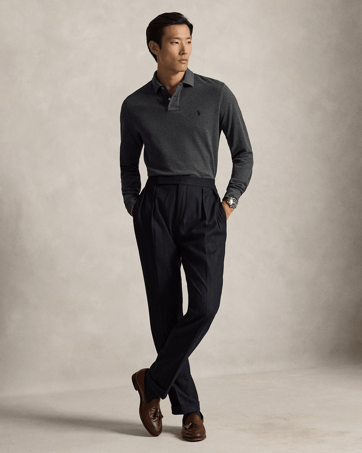 POLO RALPH LAUREN - Polo Custom Slim Fit en coton piqué Gris chiné - Lothaire