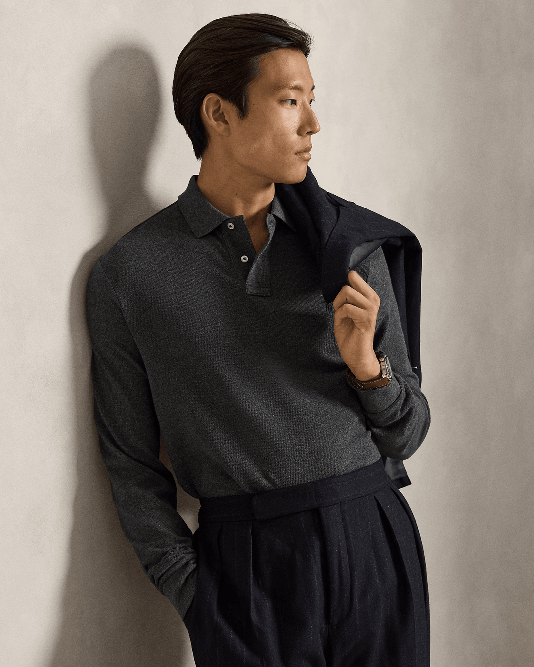 POLO RALPH LAUREN - Polo Custom Slim Fit en coton piqué Gris chiné - Lothaire