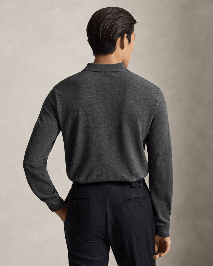 POLO RALPH LAUREN - Polo Custom Slim Fit en coton piqué Gris chiné - Lothaire
