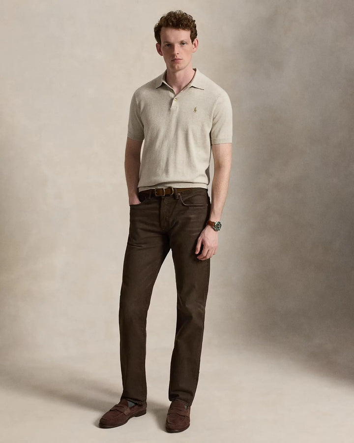 POLO RALPH LAUREN – Polo en maille de coton Marron clair chiné - Lothaire