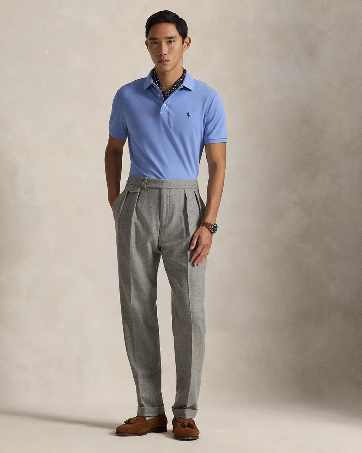 POLO RALPH LAUREN - Polo en maille extensible coupe ajustée personnalisée Bleu - Lothaire