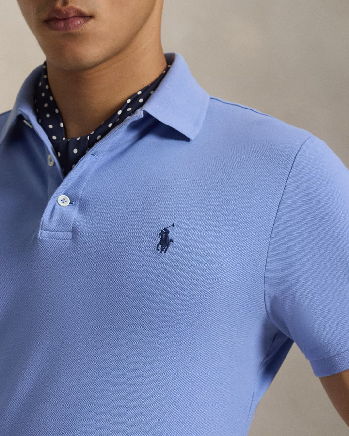 POLO RALPH LAUREN - Polo en maille extensible coupe ajustée personnalisée Bleu - Lothaire