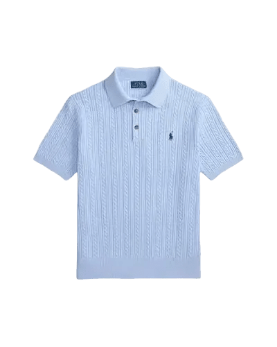 POLO RALPH LAUREN – Polo en maille torsadée Bleu ciel - Lothaire