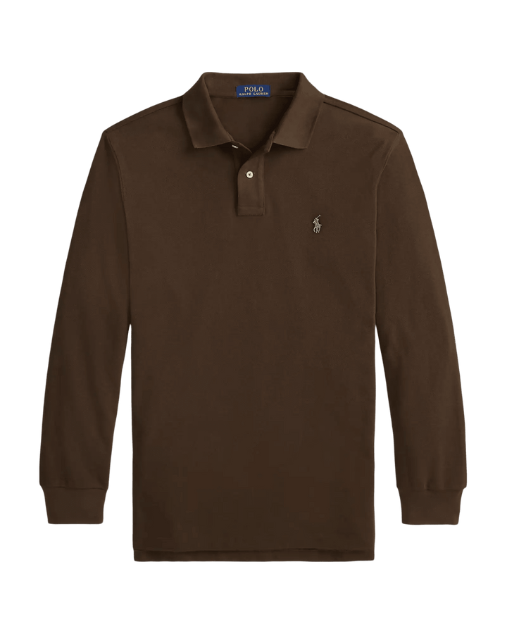 POLO RALPH LAUREN - Polo en piqué Custom Slim Fit Brun muscade - Lothaire