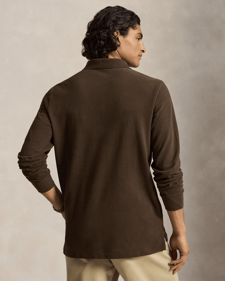 POLO RALPH LAUREN - Polo en piqué Custom Slim Fit Brun muscade - Lothaire