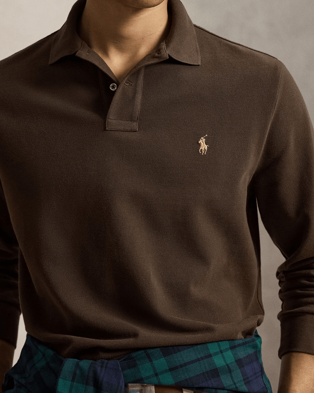 POLO RALPH LAUREN - Polo en piqué Custom Slim Fit Brun muscade - Lothaire