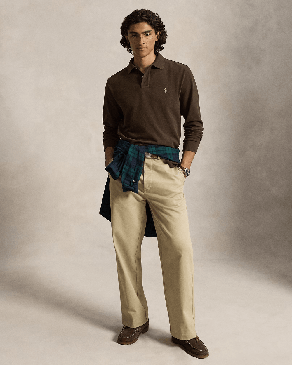 POLO RALPH LAUREN - Polo en piqué Custom Slim Fit Brun muscade - Lothaire
