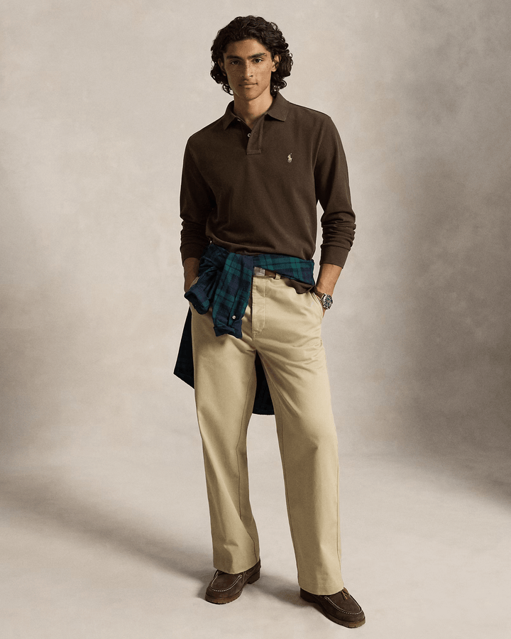 POLO RALPH LAUREN - Polo en piqué Custom Slim Fit Brun muscade - Lothaire