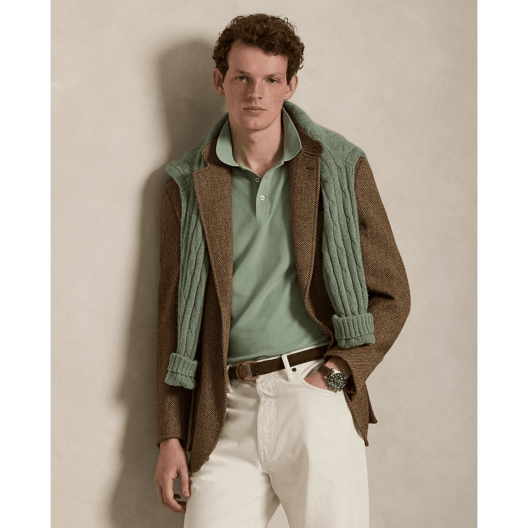 POLO RALPH LAUREN - Polo en piqué stretch coupe ajustée Vert clair - Lothaire