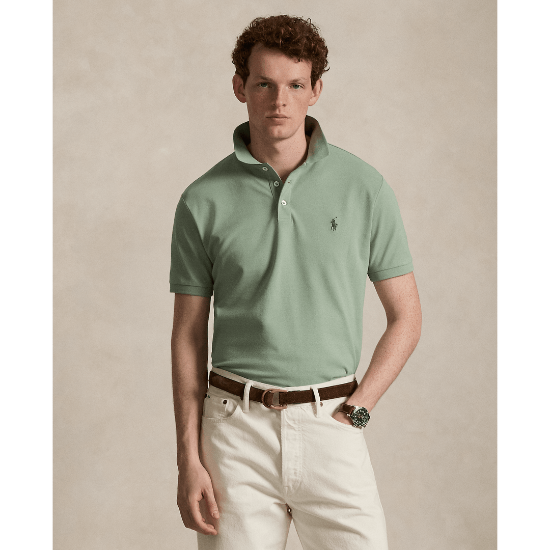 POLO RALPH LAUREN - Polo en piqué stretch coupe ajustée Vert clair - Lothaire