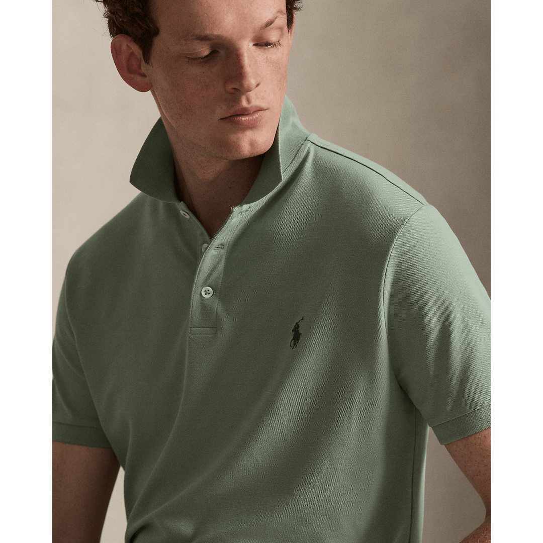 POLO RALPH LAUREN - Polo en piqué stretch coupe ajustée Vert clair - Lothaire