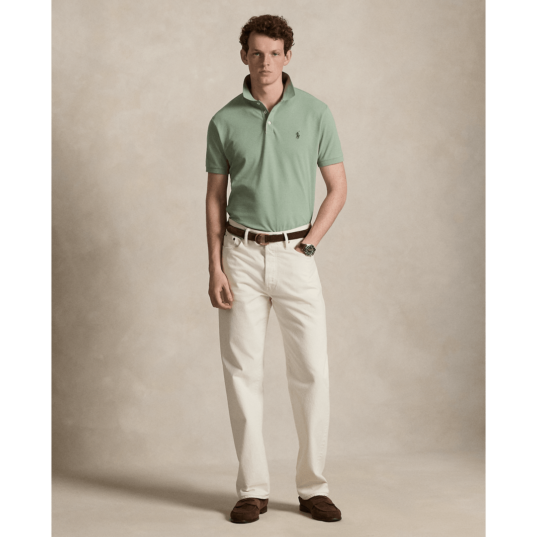 POLO RALPH LAUREN - Polo en piqué stretch coupe ajustée Vert clair - Lothaire