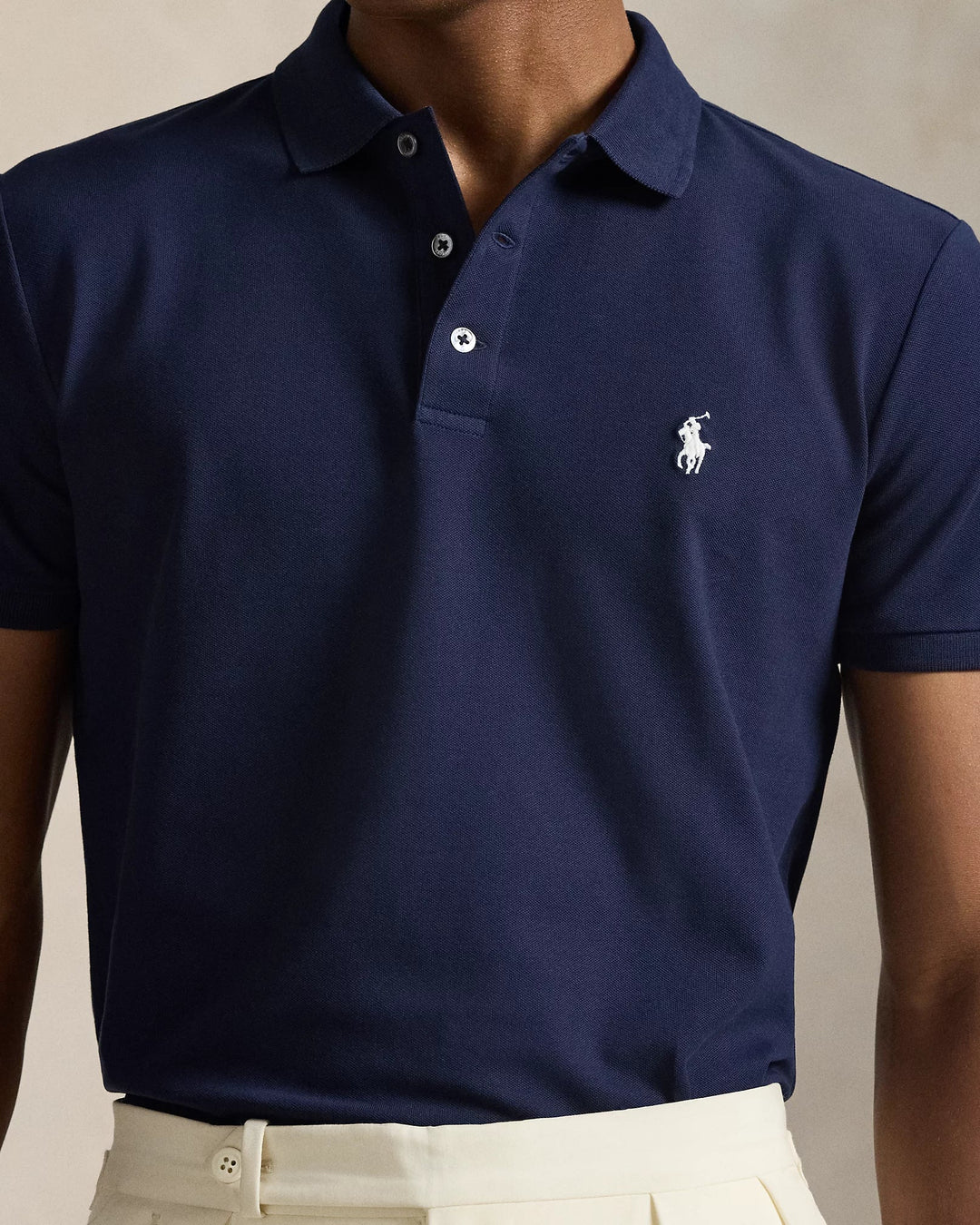 POLO RALPH LAUREN - Polo en piqué stretch Custom Slim Fit Bleu marine raffiné - Lothaire