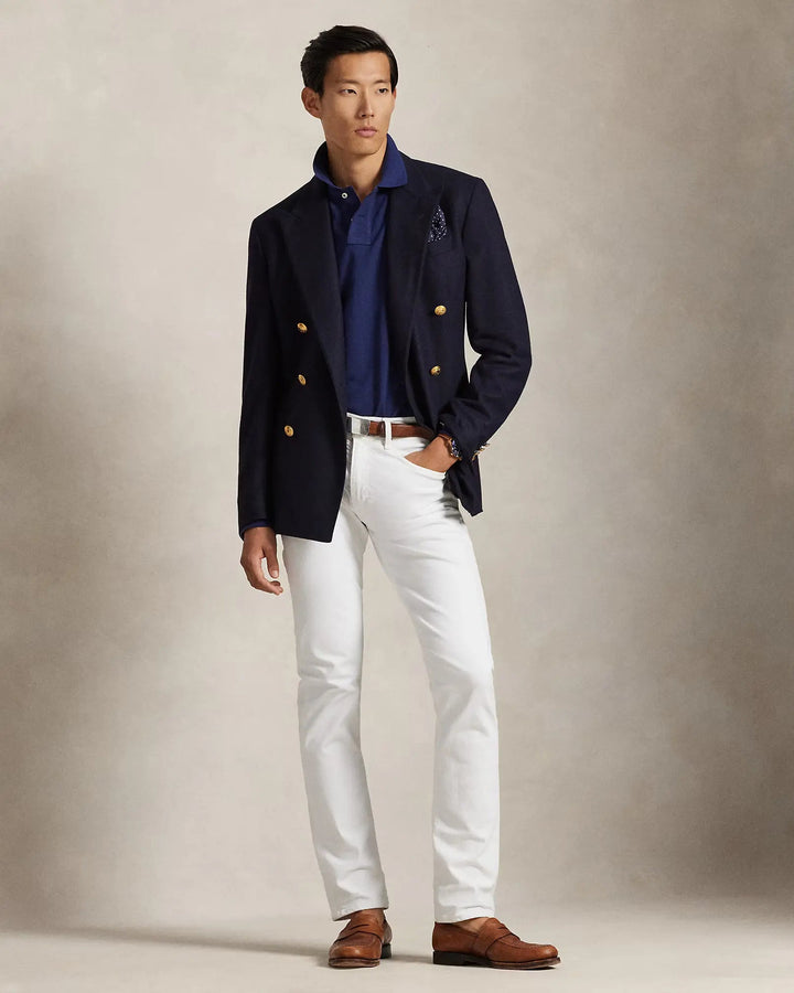 POLO RALPH LAUREN - Polo manches longues Custom Slim Fit en coton piqué Bleu marine - Lothaire
