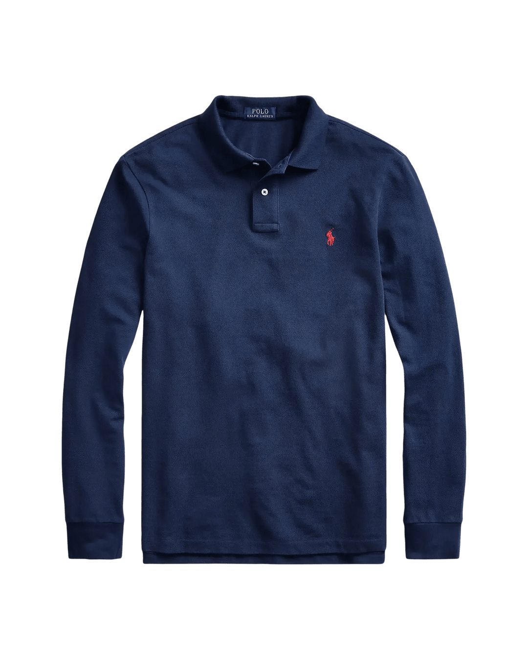 POLO RALPH LAUREN - Polo manches longues Custom Slim Fit en coton piqué Bleu marine - Lothaire