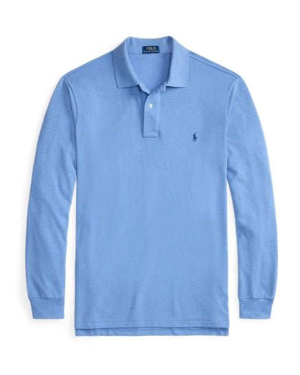 POLO RALPH LAUREN - Polo Manches Longues en Coton Piqué Bleu Claire - Lothaire