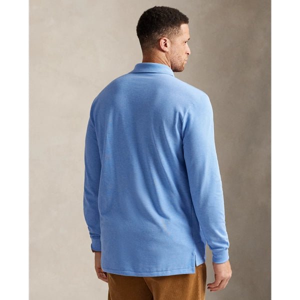 POLO RALPH LAUREN - Polo Manches Longues en Coton Piqué Bleu Claire - Lothaire