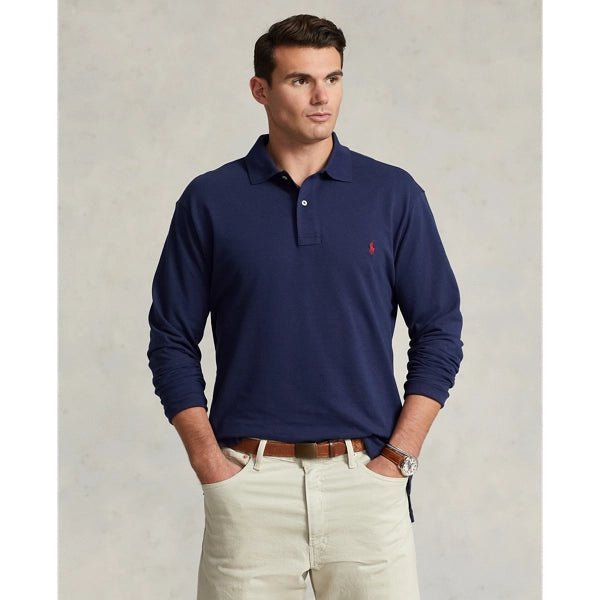 POLO RALPH LAUREN - Polo Manches Longues en Coton Piqué Bleu Foncé - Lothaire