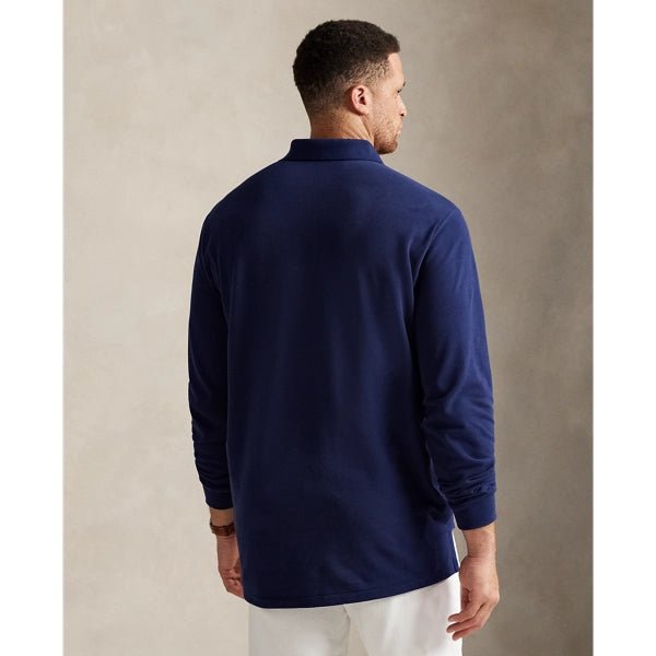 POLO RALPH LAUREN - Polo Manches Longues en Coton Piqué Bleu Foncé - Lothaire