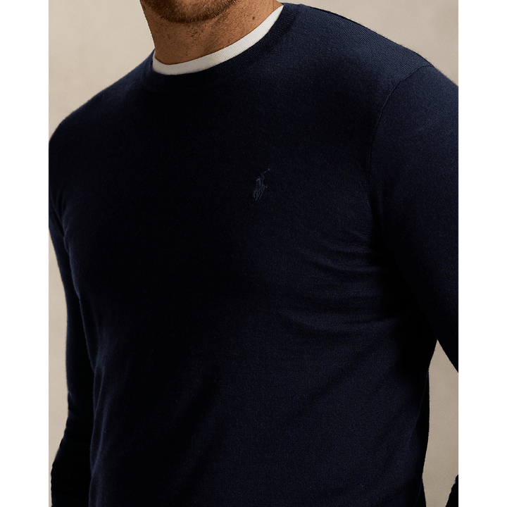 POLO RALPH LAUREN - Pull à col rond en laine lavable Marine chasseur - Lothaire