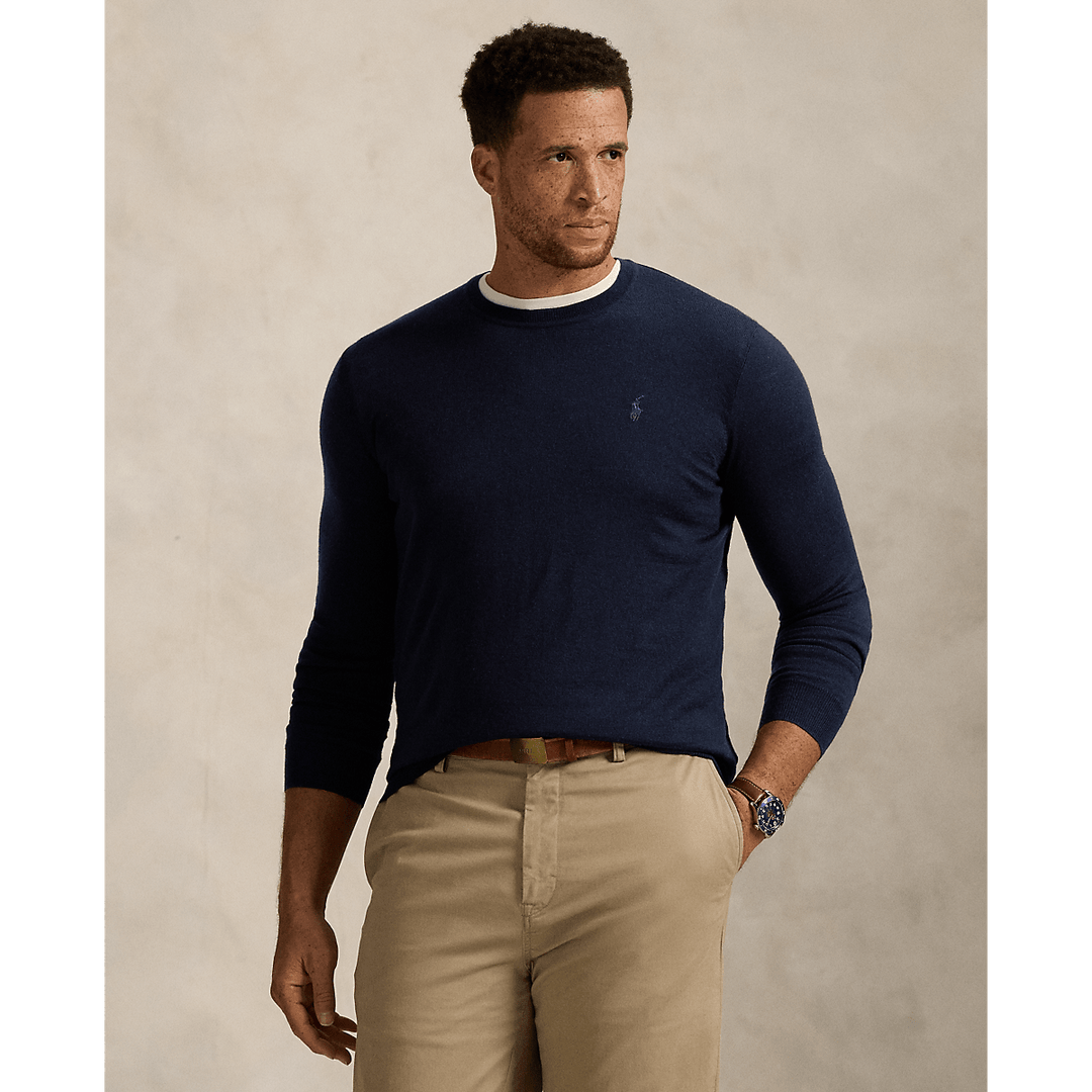 POLO RALPH LAUREN - Pull à col rond en laine lavable Marine chasseur - Lothaire