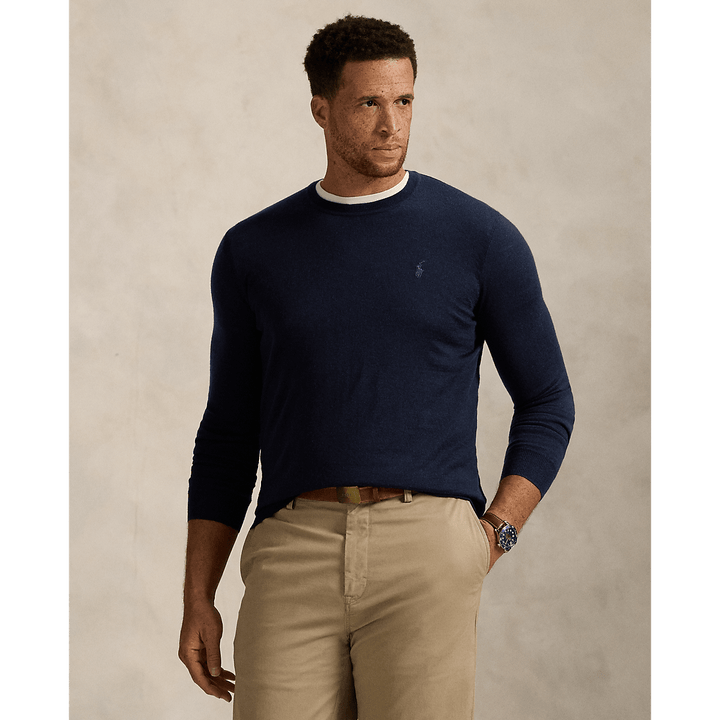 POLO RALPH LAUREN - Pull à col rond en laine lavable Marine chasseur - Lothaire