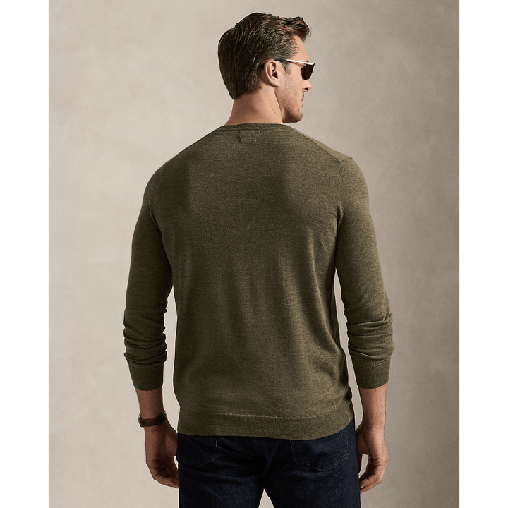 POLO RALPH LAUREN - Pull à col rond en laine lavable Olive cargo chiné - Lothaire