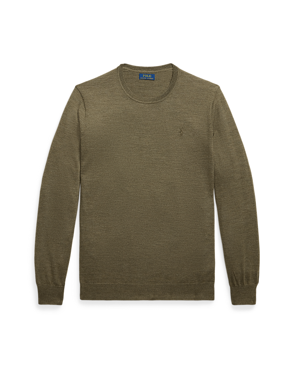 POLO RALPH LAUREN - Pull à col rond en laine lavable Olive cargo chiné - Lothaire
