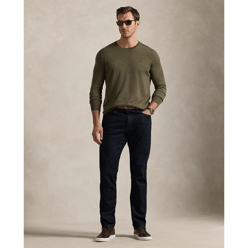 POLO RALPH LAUREN - Pull à col rond en laine lavable Olive cargo chiné - Lothaire