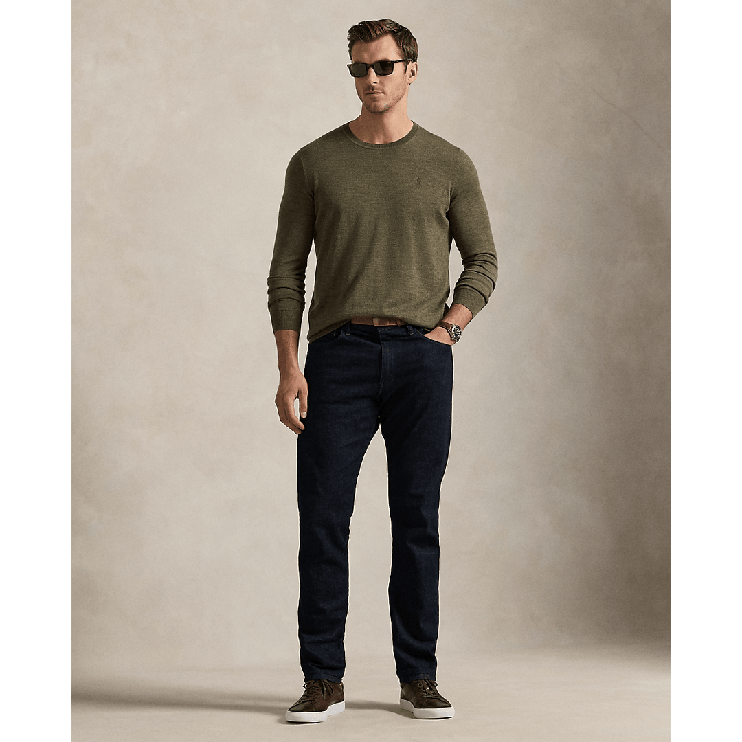 POLO RALPH LAUREN - Pull à col rond en laine lavable Olive cargo chiné - Lothaire