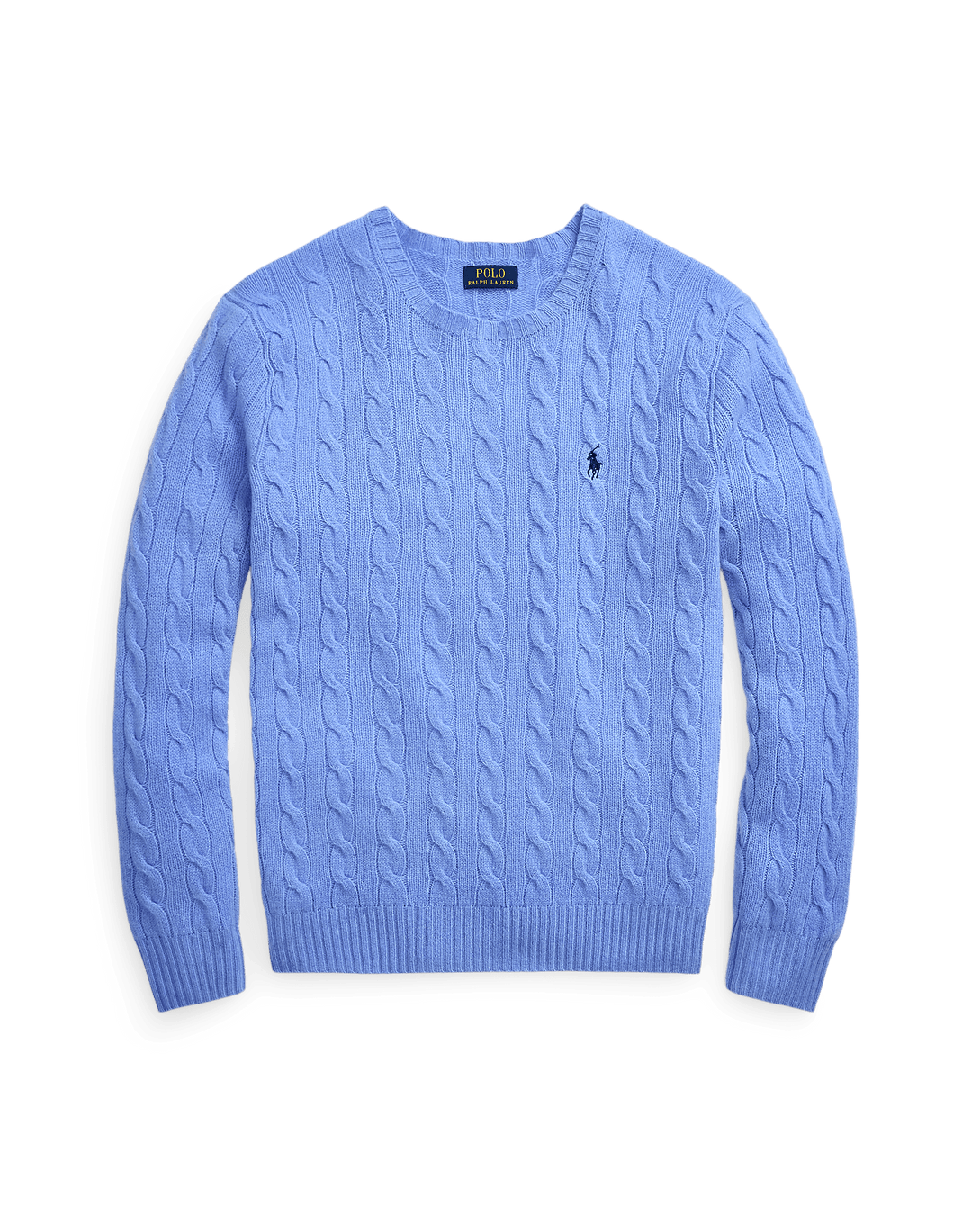 POLO RALPH LAUREN - Pull à torsades en laine et cachemire Bleu Litchfield nouveau - Lothaire