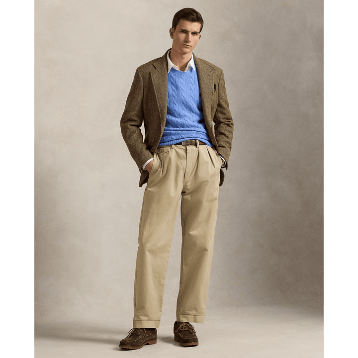POLO RALPH LAUREN - Pull à torsades en laine et cachemire Bleu Litchfield nouveau - Lothaire