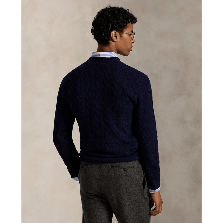 POLO RALPH LAUREN - Pull à torsades en laine et cachemire Hunter navy - Lothaire